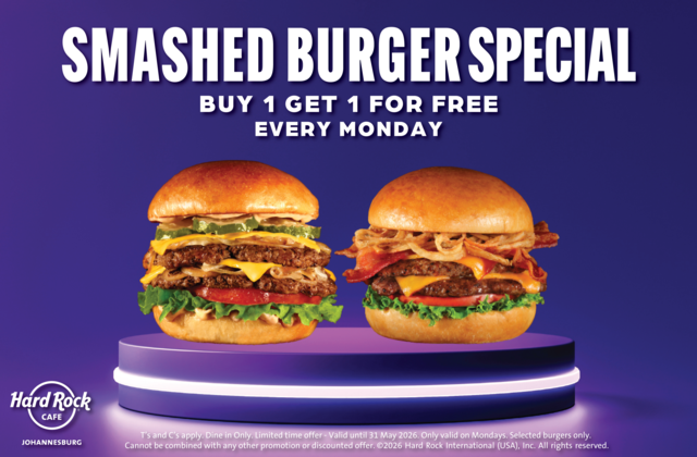a two burgers on a purple and blue background