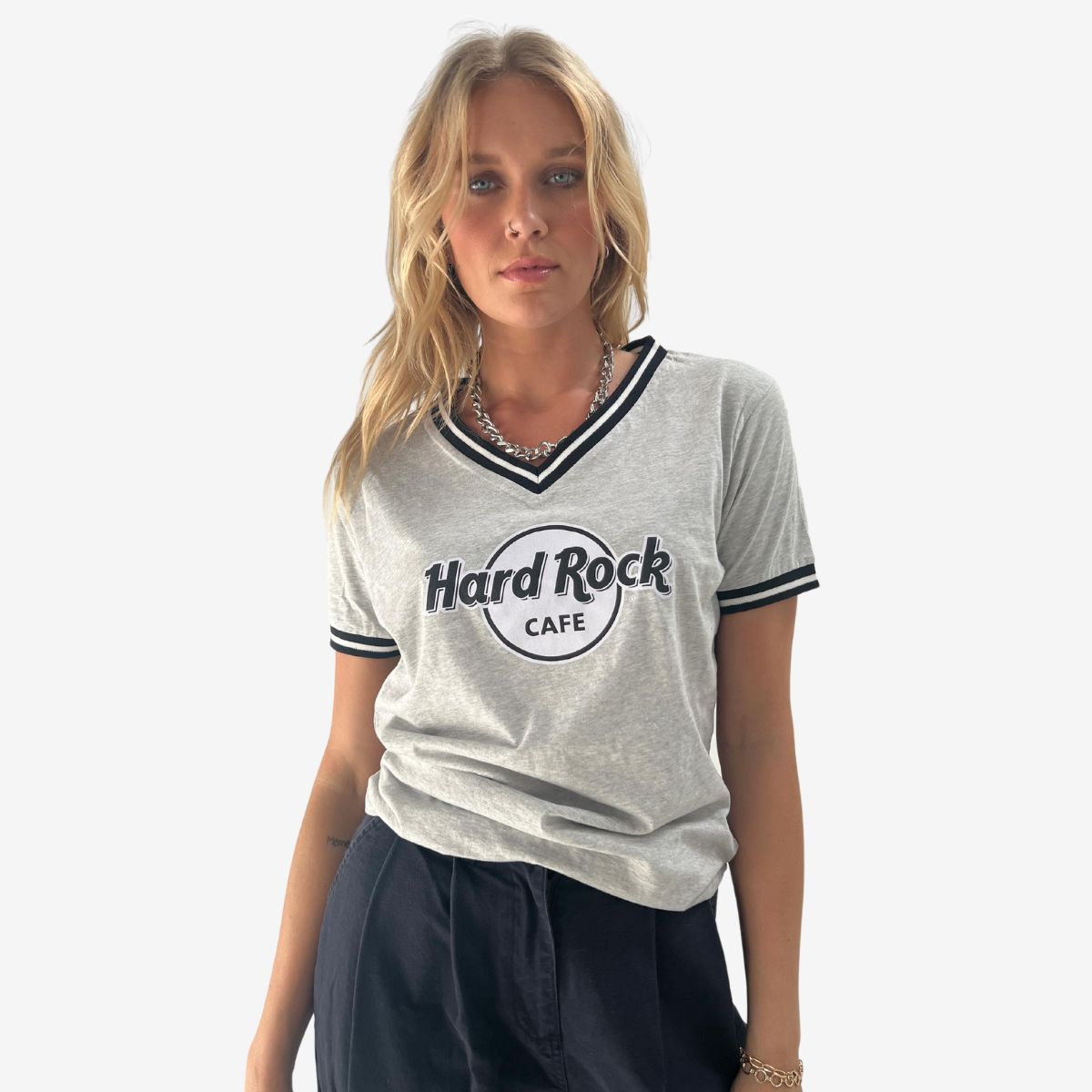 Women's Logo V-Neck Ringer Tee image number 1